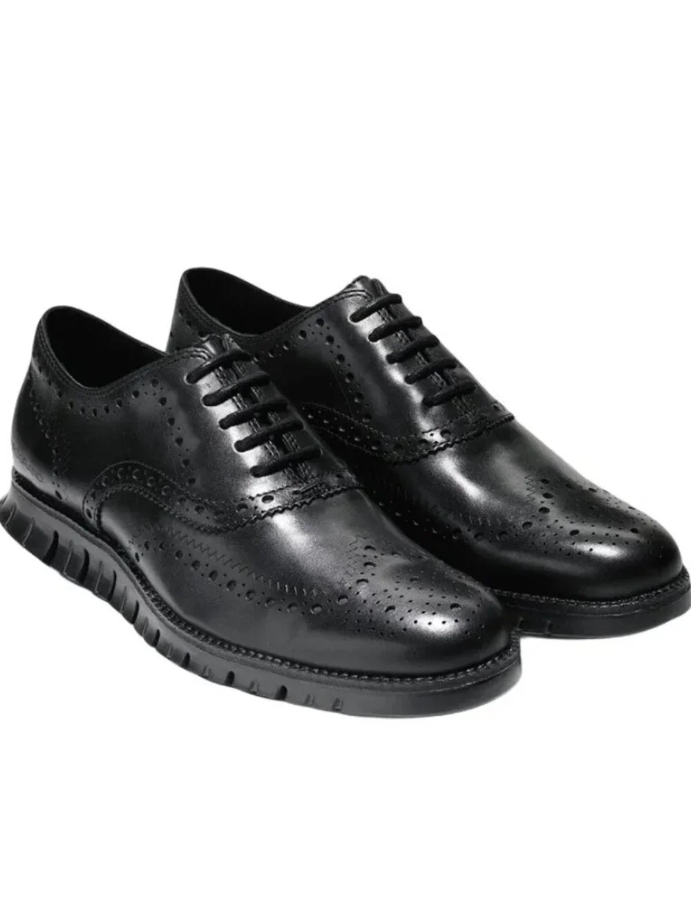 NEW COLE HAAN ZEROGRAND Wingtip Oxfords Black Leather MEN'S 10
